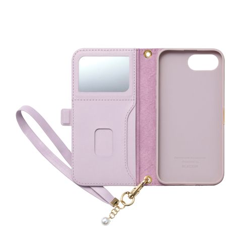 iPhone 16e/レザーケース/手帳型/キルティング/ハンドストラップ付き/&Me/ラベンダー