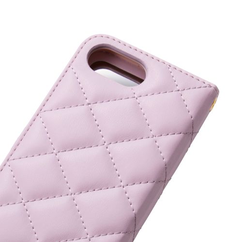 iPhone 16e/レザーケース/手帳型/キルティング/ハンドストラップ付き/&Me/ラベンダー