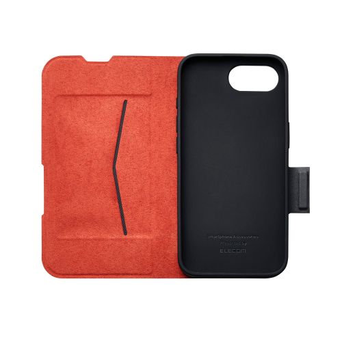 iPhone 16e/レザーケース/手帳型/UltraSlim/薄型/磁石付き/ブラック