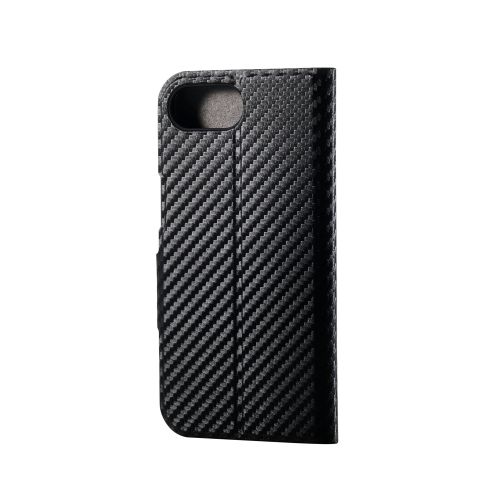 iPhone 16e/レザーケース/手帳型/UltraSlim/薄型/磁石付き/カーボンブラック