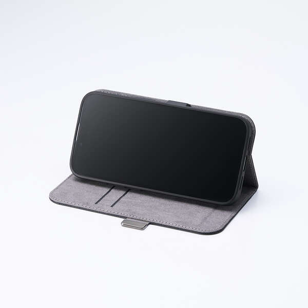 iPhone 16e/ソフトレザーケース/磁石付/ウルトラスウェード/ブラック