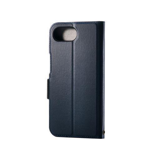 iPhone 17e/16e/レザーケース/手帳型/耐衝撃/磁石付き/ステッチ/カード収納充実/ネイビー