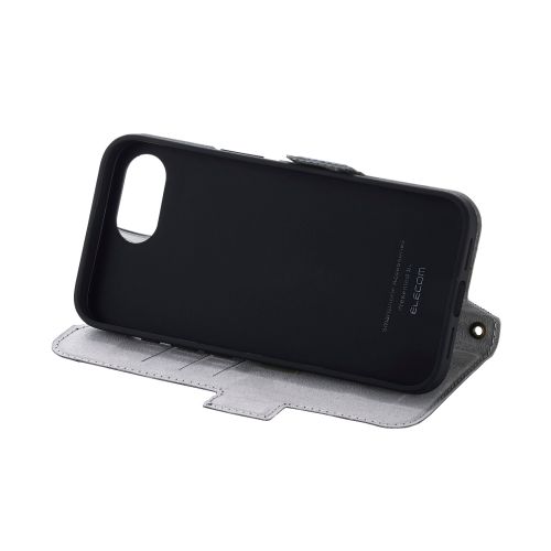 iPhone 17e/16e/レザーケース/手帳型/耐衝撃/磁石付き/ステッチ/カード収納充実/ネイビー
