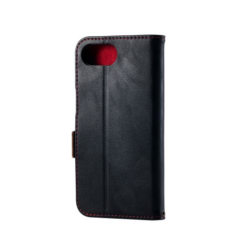 iPhone 16e/レザーケース/手帳型/耐衝撃/磁石付き/ステッチ/ブラック