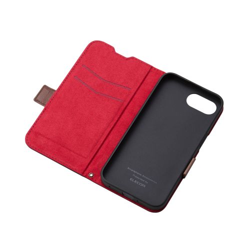 iPhone 16e/レザーケース/手帳型/耐衝撃/磁石付き/ステッチ/ブラック