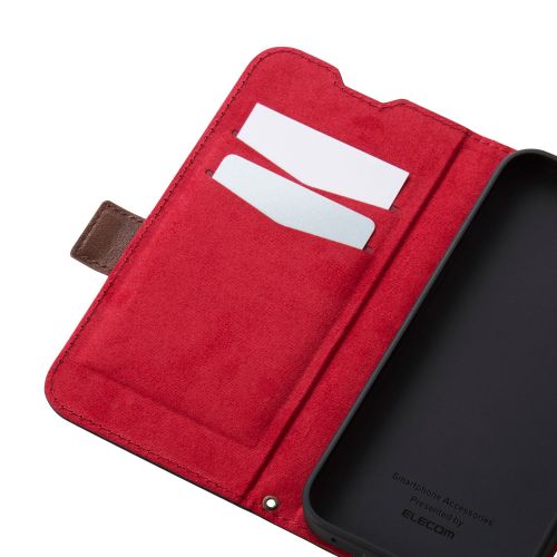 iPhone 16e/レザーケース/手帳型/耐衝撃/磁石付き/ステッチ/ブラック