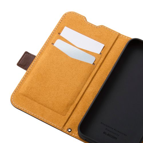 iPhone 16e/レザーケース/手帳型/耐衝撃/磁石付き/ステッチ/ネイビー