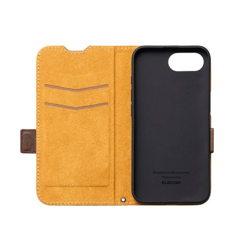 iPhone 16e/レザーケース/手帳型/耐衝撃/磁石付き/ステッチ/ネイビー