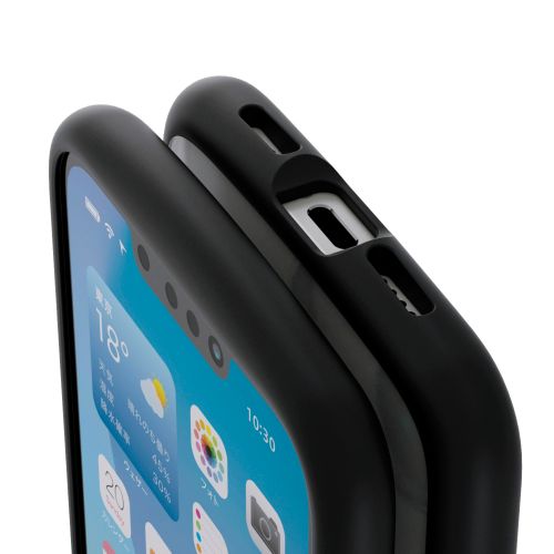 iPhone 16e/ハイブリッドケース/TOUGH SLIM LITE/フレームカラー/背面クリア/ストラップシート付属/ブラック