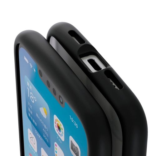 iPhone 16e/ハイブリッドケース/TOUGH SLIM LITE/フレームカラー/背面クリア/背面ガラス/ストラップシート付属/ブラック