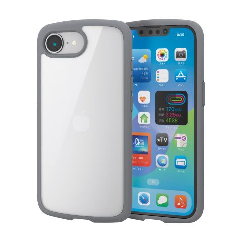 iPhone 17e/16e/ハイブリッドケース/TOUGH SLIM LITE/フレームカラー/背面クリア/ストラップシート付属/グレー