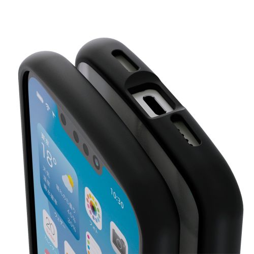 iPhone 17e/16e/ハイブリッドケース/TOUGH SLIM LITE/フレームカラー/背面クリア/リング付/ブラック