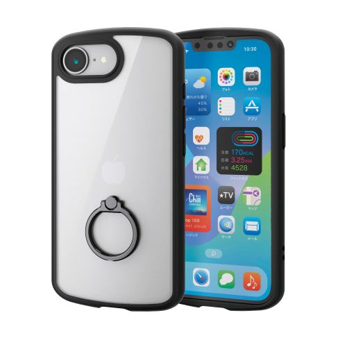 iPhone 17e/16e/ハイブリッドケース/TOUGH SLIM LITE/フレームカラー/背面クリア/リング付/ブラック