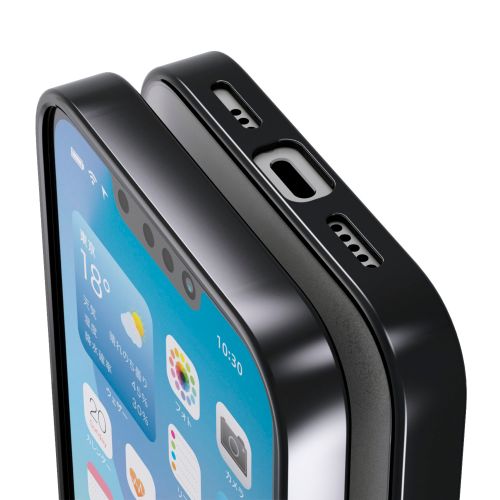 iPhone 17e/16e/ソフトケース/サイドメッキ/メタリックブラック
