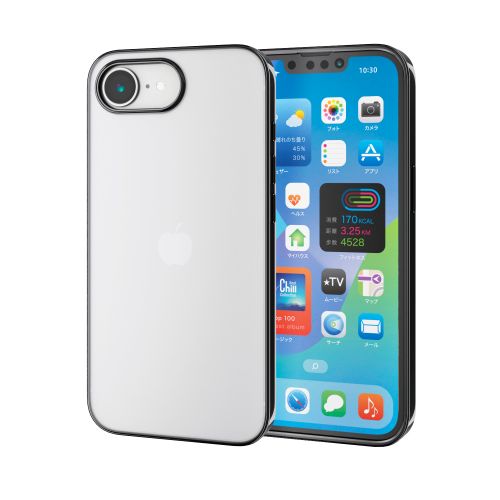 iPhone 17e/16e/ソフトケース/サイドメッキ/メタリックブラック