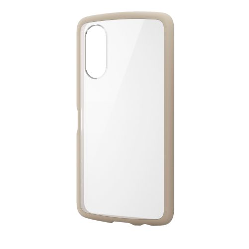 arrows We2 (F-52E/FCG02)用ハイブリッドケース/TOUGH SLIM LITE/フレームカラー/背面クリア/ストラップシート付属/カフェオレ