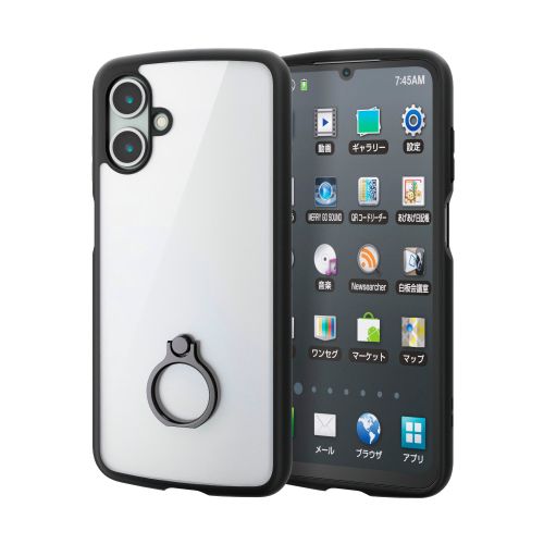 Galaxy A25 5G(SC-53F)/ハイブリッドケース/TOUGH SLIM LITE/フレームカラー/背面クリア/リング付き/ストラップシート付属/ブラック