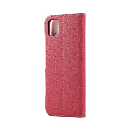 かんたんスマホ3用レザーケース/手帳型/UltraSlim/Flowers/薄型/磁石付き/ディープピンク