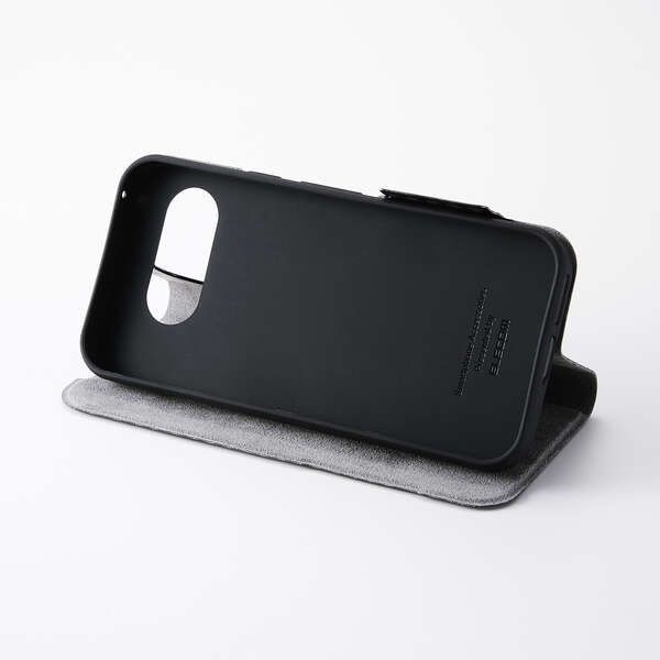 Google Pixel 9a/レザーケース/手帳型/UltraSlim/薄型/磁石付き/カーボンブラック