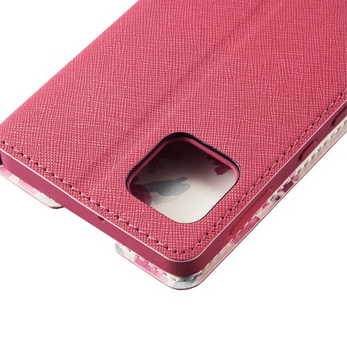AQUOS sense6s(SHG07)/AQUOS sense6用レザーケース/手帳型/UltraSlim/Flowers/薄型/磁石付き/ディープピンク