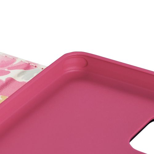 AQUOS sense6s(SHG07)/AQUOS sense6用レザーケース/手帳型/UltraSlim/Flowers/薄型/磁石付き/ディープピンク