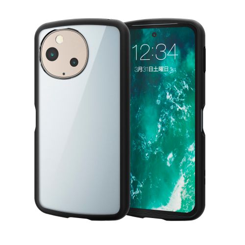 AQUOS sense9(SH-53E)用ハイブリッドケース/TOUGH SLIM LITE/フレームカラー/背面クリア/ブラック