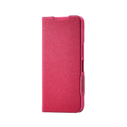 AQUOS wish5/ソフトレザーケース/薄型/磁石付/フラワーズ/ディープピンク