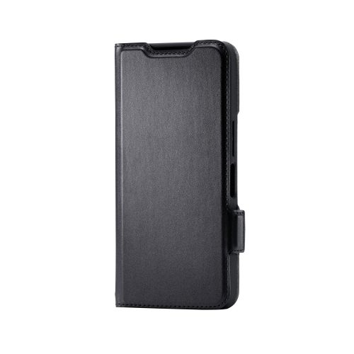 AQUOS wish5/ソフトレザーケース/磁石付/耐衝撃/ステッチ/カード収納充実/ブラック