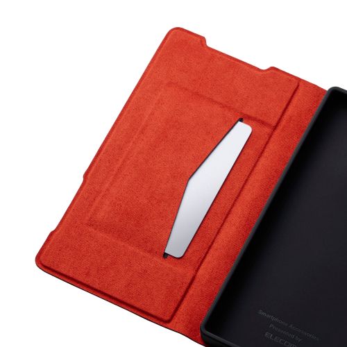 AQUOS R10/ソフトレザーケース/薄型/磁石付/ブラック