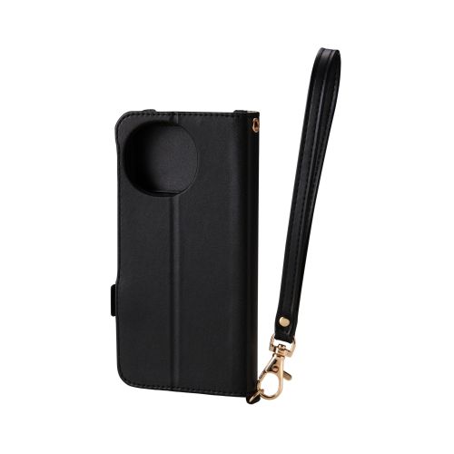 AQUOS sense10(SH-53F・SH-M33)/sense9(SH-53E・SH-M29)手帳型ケース/磁石付/耐衝撃/ハンドストラップ付/ブラック