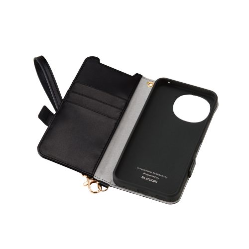 AQUOS sense10(SH-53F・SH-M33)/sense9(SH-53E・SH-M29)手帳型ケース/磁石付/耐衝撃/ハンドストラップ付/ブラック