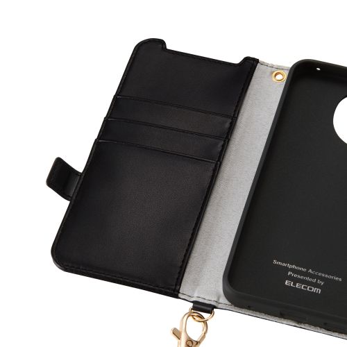 AQUOS sense10(SH-53F・SH-M33)/sense9(SH-53E・SH-M29)手帳型ケース/磁石付/耐衝撃/ハンドストラップ付/ブラック