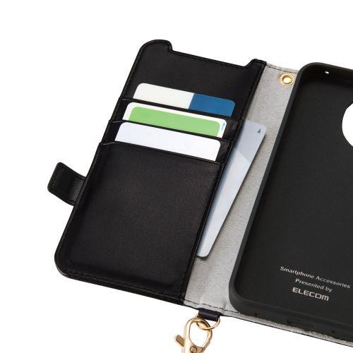 AQUOS sense10(SH-53F・SH-M33)/sense9(SH-53E・SH-M29)手帳型ケース/磁石付/耐衝撃/ハンドストラップ付/ブラック