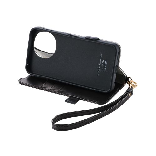 AQUOS sense10(SH-53F・SH-M33)/sense9(SH-53E・SH-M29)手帳型ケース/磁石付/耐衝撃/ハンドストラップ付/ブラック