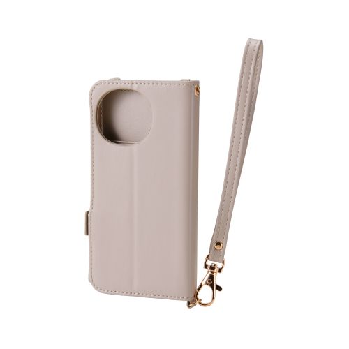 AQUOS sense10(SH-53F・SH-M33)/sense9(SH-53E・SH-M29)手帳型ケース/磁石付/耐衝撃/ハンドストラップ付/グレージュ