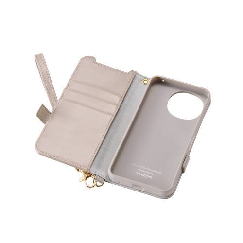 AQUOS sense10(SH-53F・SH-M33)/sense9(SH-53E・SH-M29)手帳型ケース/磁石付/耐衝撃/ハンドストラップ付/グレージュ