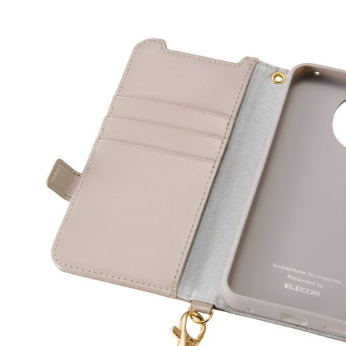 AQUOS sense10(SH-53F・SH-M33)/sense9(SH-53E・SH-M29)手帳型ケース/磁石付/耐衝撃/ハンドストラップ付/グレージュ