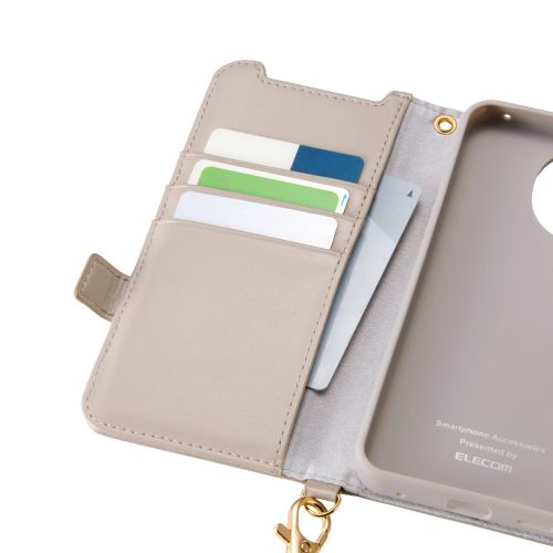 AQUOS sense10(SH-53F・SH-M33)/sense9(SH-53E・SH-M29)手帳型ケース/磁石付/耐衝撃/ハンドストラップ付/グレージュ