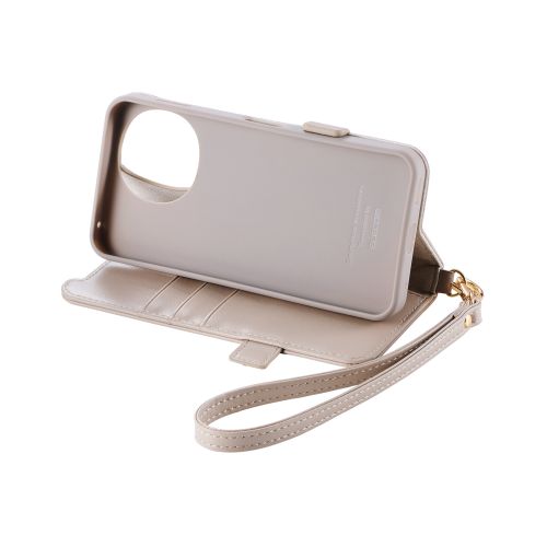 AQUOS sense10(SH-53F・SH-M33)/sense9(SH-53E・SH-M29)手帳型ケース/磁石付/耐衝撃/ハンドストラップ付/グレージュ