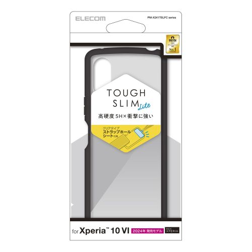 Xperia 10 VI (SO-52E)用ハイブリッドケース/TOUGH SLIM LITE/フレームカラー/背面クリア/ストラップシート付属/ブラック