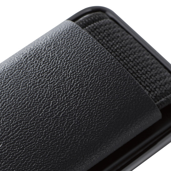 スマートフォン用ストラップ/スマホバンド/レザー/スタンド機能/ブラック