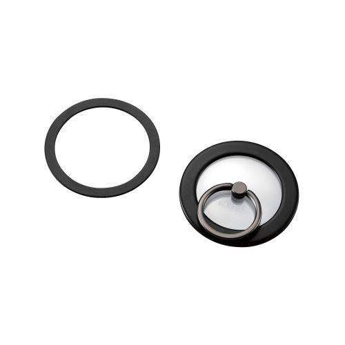 マグネットスマホリング/クリア/メタルプレート付属/ブラック