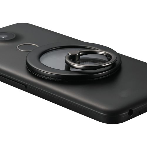 マグネットスマホリング/クリア/メタルプレート付属/ブラック