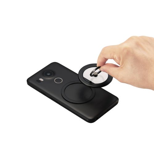 マグネットスマホリング/クリア/メタルプレート付属/ブラック