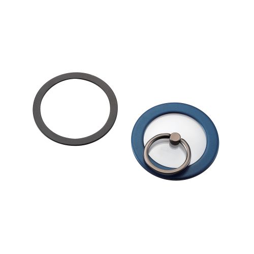 マグネットスマホリング/クリア/メタルプレート付属/ネイビー