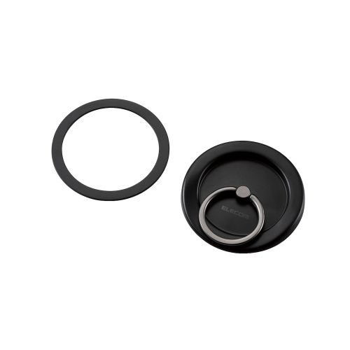 マグネットスマホリング/フラット/メタルプレート付属/ブラック