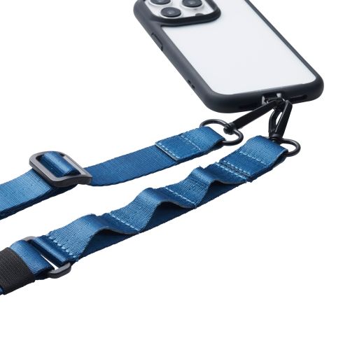スマホショルダーストラップ/ステンレスストラップホールシート付属(1口タイプ×1枚)/フラット型/ループ付/ネイビー