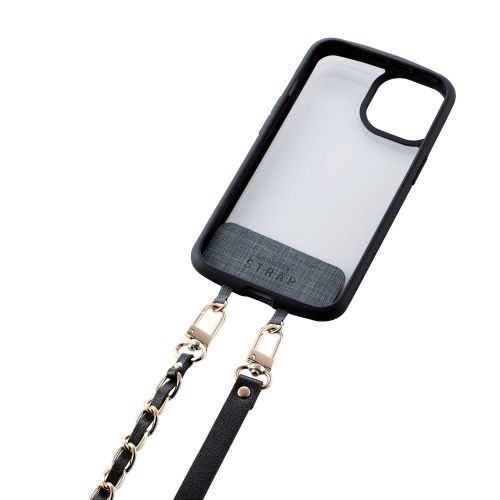 スマホショルダーストラップ/ストラップシート付属/チェーンタイプ/ブラック