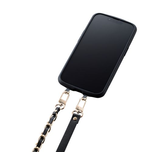 スマホショルダーストラップ/ストラップシート付属/チェーンタイプ/ブラック