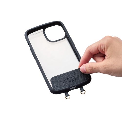 スマホショルダーストラップ/ストラップシート付属/チェーンタイプ/ブラック